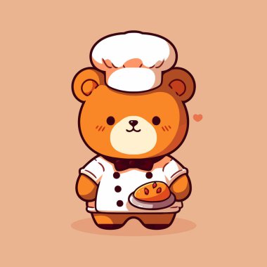 Bir çizgi film ayısı bir tabak yemek tutuyor..