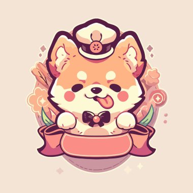 Denizci şapkası ve bayrağı olan bir çizgi film köpeği.