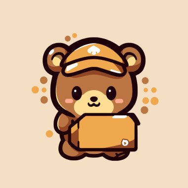 Elinde bir kutu olan sevimli bir ayı..