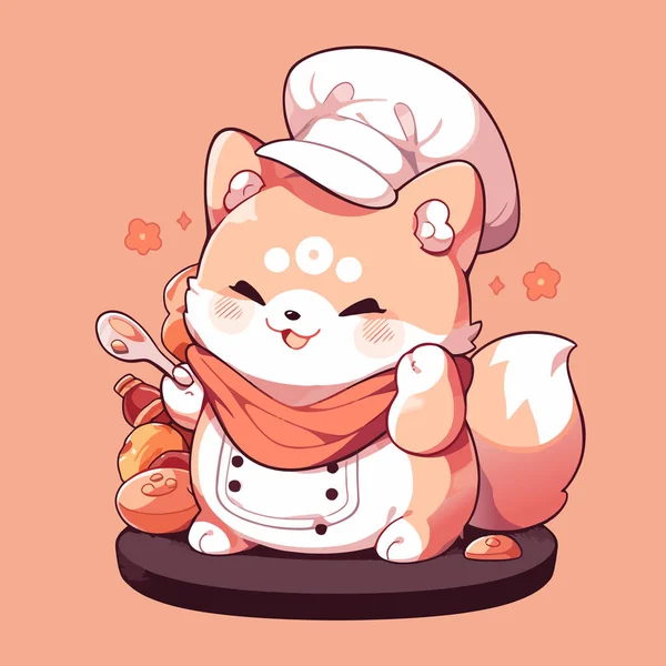 Şapkası ve önlüğü olan çizgi film kedisi.