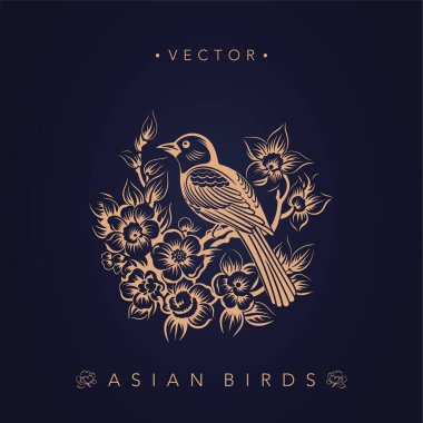 Asya geleneksel kuş desenleri Eski Çin çiçeği ve kuş desenleri