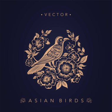 Asya geleneksel kuş desenleri Eski Çin çiçeği ve kuş desenleri