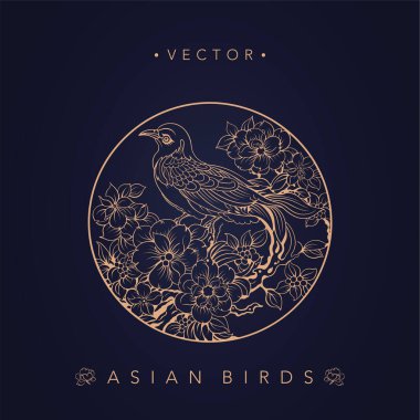Asya geleneksel kuş desenleri Eski Çin çiçeği ve kuş desenleri