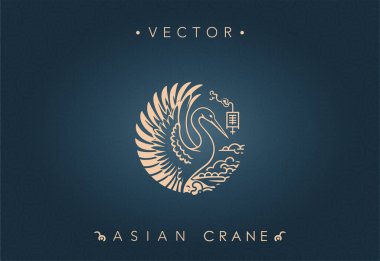 Asian Crane with Traditional Symbolism Artwork