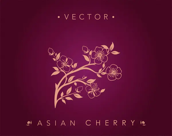 Zengin Maroon ve Altın Kiraz Çiçeği Vektör Tasarımı