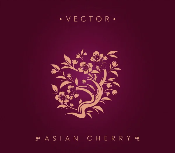 Zengin Maroon ve Altın Kiraz Çiçeği Vektör Tasarımı