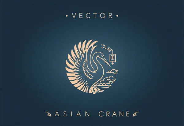 Asian Crane with Traditional Symbolism Artwork