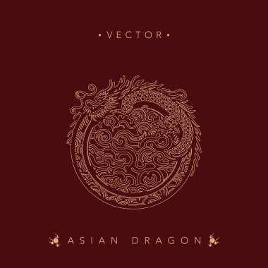 Ornamental Asian Dragon Circle Vector Art