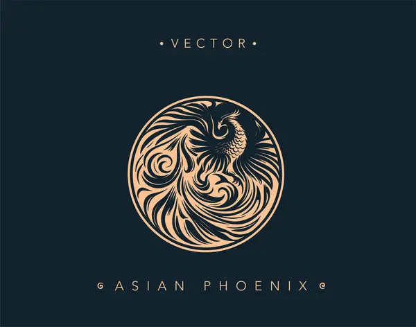 Circular Asian Phoenix Vector Artistry