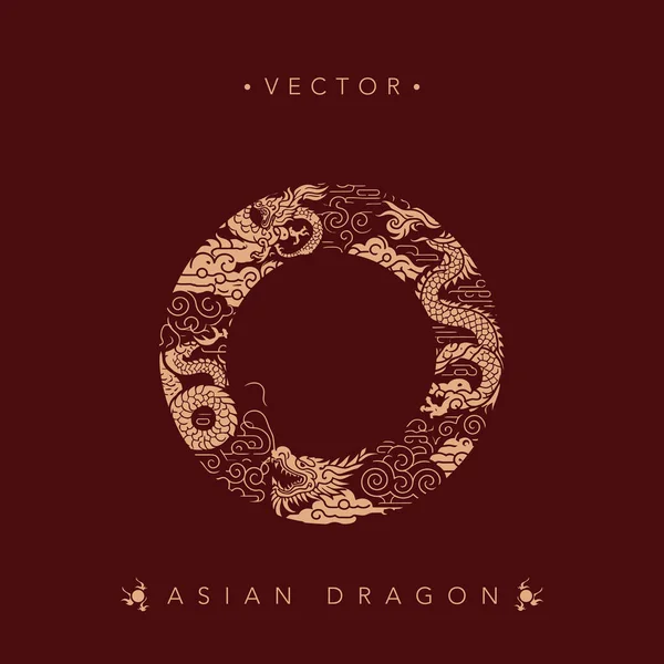 Intricate Asian Dragon Circle Vector Artwork