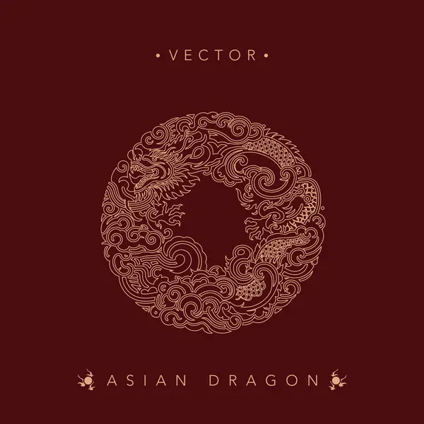 Süslü Asyalı Ejder Vektörü İllüstrasyonu