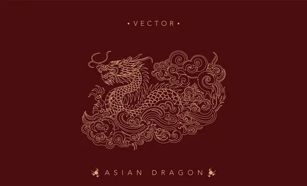 Golden Asian Dragon Silhouette Against Dark Background