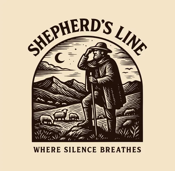 Dağ vadisinde ay ışığı altında sürüyü izleyen çoban tarzı bir çoban.