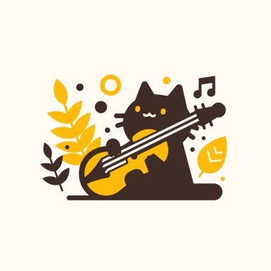 Minimal Kedi Çift Bas Çalıyor