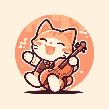 Keman çalan Neşeli Kedi