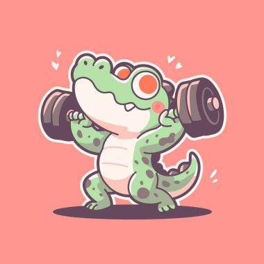 Çizgi film Timsah Kaldırıyor Dumbbell