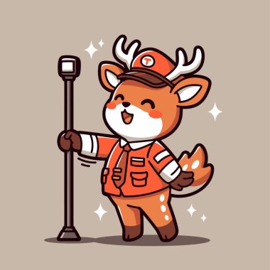 Geyik Trafik Görevlisi gibi giyinmiş.