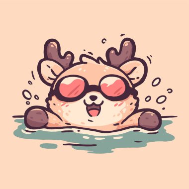 Güneş gözlükleriyle geyik yüzüyordu.