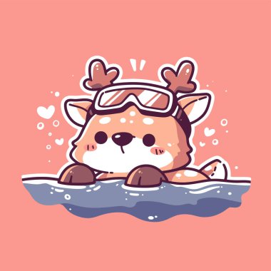 Çizgi film Geyiği Gözlüklü Yüzüyor