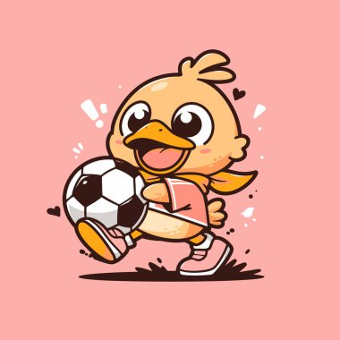 Dışarıda futbol oynayan sevimli bir ördek.
