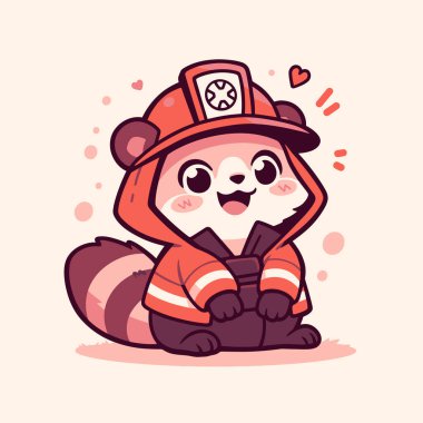 Şirin Rakun İtfaiyecisi Mutlu İfadeyle Oturuyor