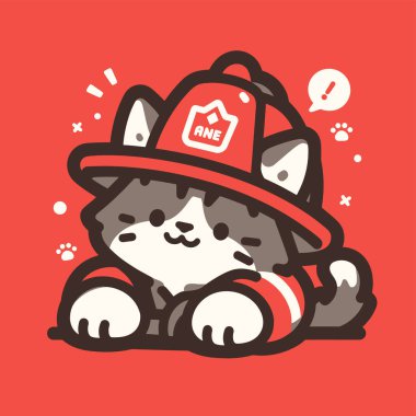 Dinlenen Kedi İtfaiyecisi Uyarı Baloncuğu ile