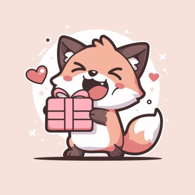 Şirin Tilki Tutucu Kalpli Hediye Kutusu