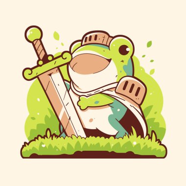 Çimenli Kılıçlı Cesur Kurbağa Savaşçısı