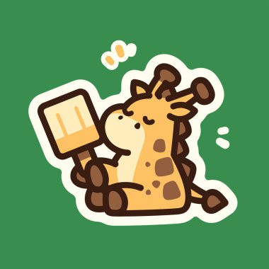 Tatlı zürafa Tazeleyici bir buzlu gazozun tadını çıkarıyor