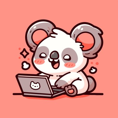 Dizüstü bilgisayarla Mutlu Koala Çalışmaları