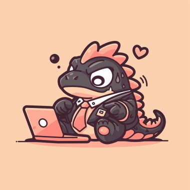 Stresli İş Dinozoru Laptop 'u Frustratejik Olarak Çalışıyor