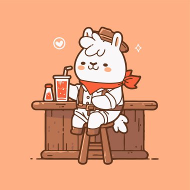 Alpaca Kovboy Salon Barı 'nda İçkinin keyfini çıkarıyor