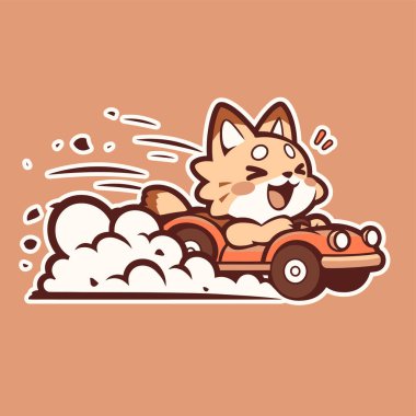 Heyecanlı Kedi Hızlı Orange Üstü açılabilir Araba Sürüyor