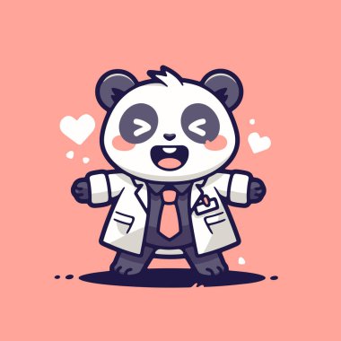 Kollarını açmış Mutlu Panda Doktoru