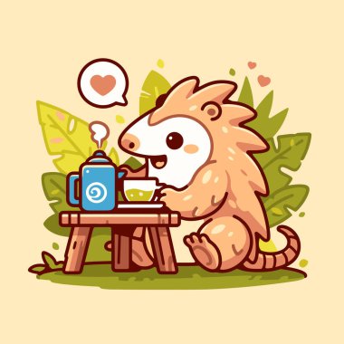 Pangolin Lush Ormanında Çay Zamanının Tadını Çıkartıyor