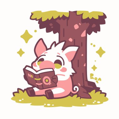 Domuzcuk, Gölgeli Ağacın Altında Kitap Okuyor