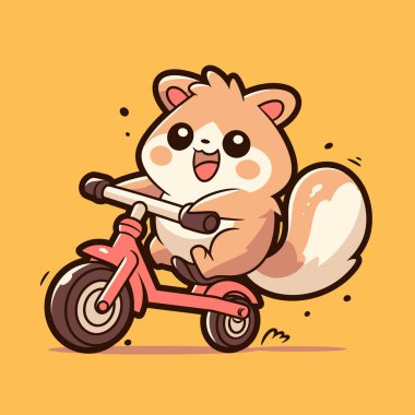 Sevimli Sincap Neşeli Pembe Scooter sürüyor