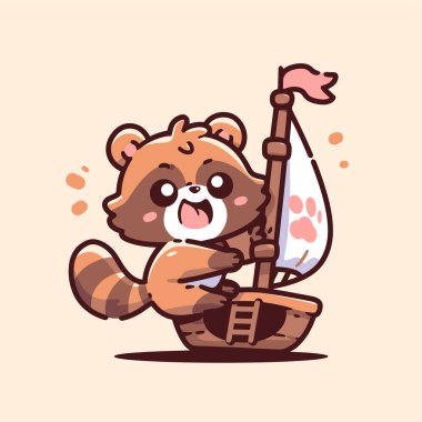 Teknede Paw Print ile Rakun Denizcisi