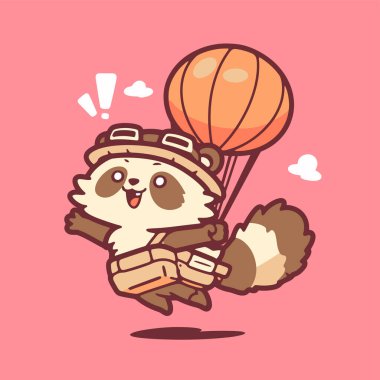 Rakun Havacı Büyük Turuncu Balonlu Paraşüt