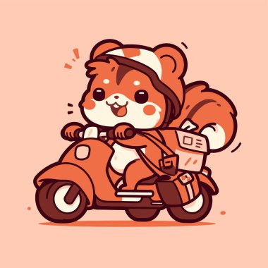 Kırmızı Scooter 'da Sincap Teslimatçısı Neşeli