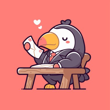 Toucan İş Adamı Masada Aşk Mektubu Okuyor