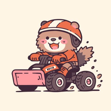 Pofuduk Ayı ATV Dörtlü Bisiklet Sürerken Mutlulukla