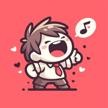 Müzik Notasıyla Şarkı Söyleyen Çizgi Roman Çocuğu