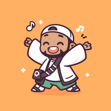 Neşeli Çizgi Film Karakteri Müzik Notalarıyla Dans