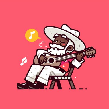 Bir Mariachi gitaristi Şarkı söylüyor ve çalıyor