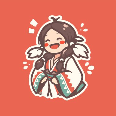 Saçları örgülü, geleneksel kıyafetleri olan, mutlu gülümseyen tatlı bir kız.