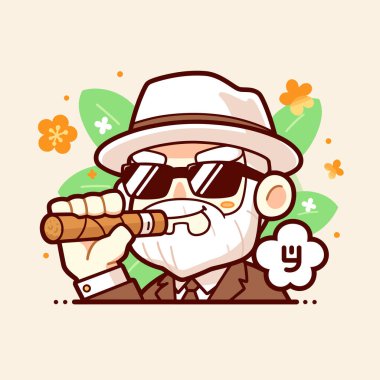 Puro ve güneş gözlüklü çizgi film karakteri