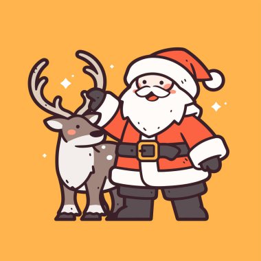 Noel Baba ve ren geyiği Noel 'i kutluyor.