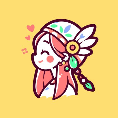 Sevimli Anime Elf Kızı Çiçekli Saç bandıyla Gülümsüyor