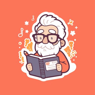 Kitap Etiketi Okuyan Yaşlı Adam